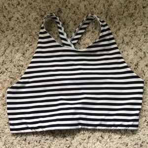 Athleta Stripe High Neck Bra in Powervita
